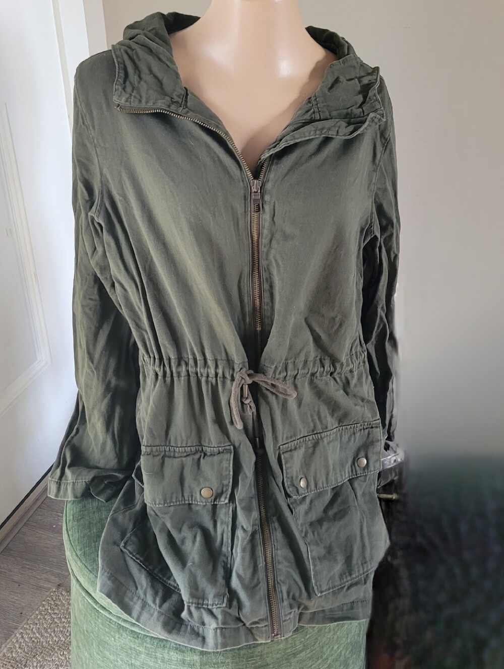 Old Navy Olive Green Utility Hooded Jacket